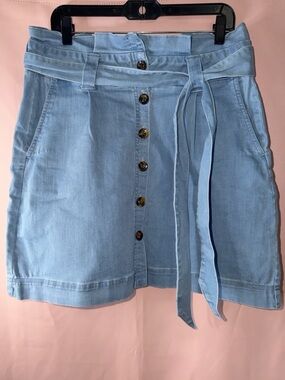 Spartina 449 Denim Button-Front Tie-Waist Mini Skirt